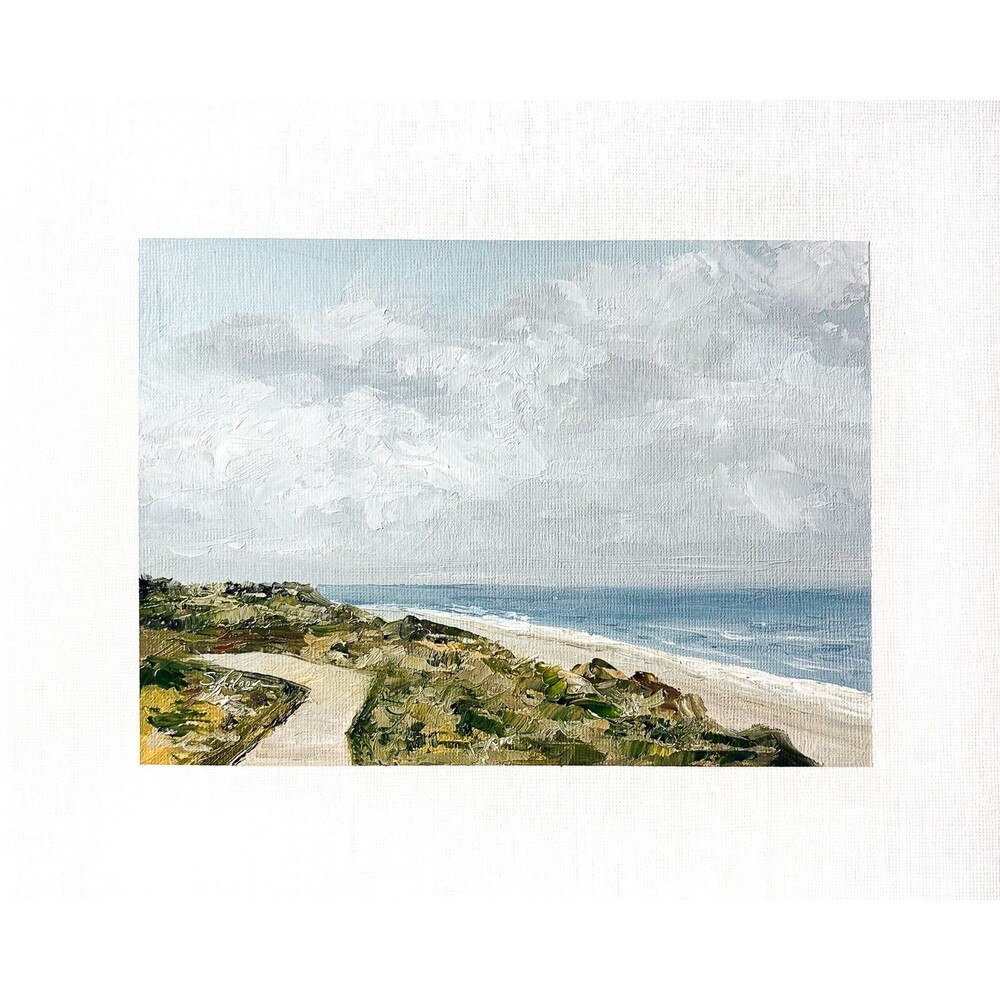 8x10 Original Oil Landscape Painting Seascape Path Beach Boardwalk Dunes  Signed